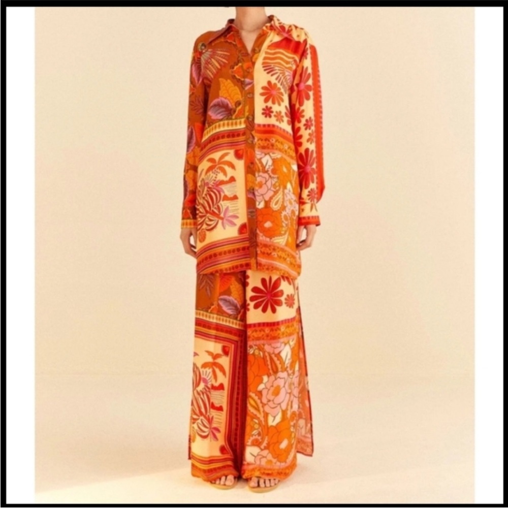 Farm Rio Mixed Scarves Pants - Picture 2 of 5